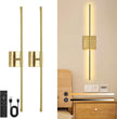 2 Pack Wall Sconces Battery Operated, Wall Sconces 3000K-6000K Dimmable Rechargeable Wall Sconce with Remote Control, 350°Rotate LED Wireless Wall Lights for Living Room, Hallway, Bedroom(Gold)