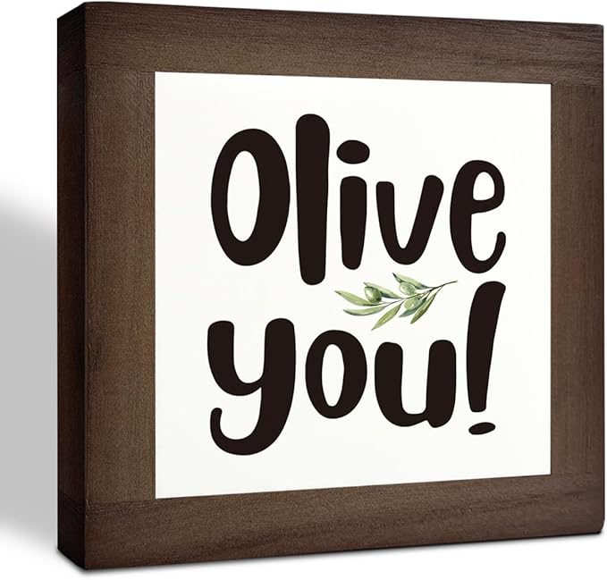 Olive You Signs, Home Kitchen Decor, Box Sign Wood Desk Sign Decors, Cute Kitchen Decor for Shelf, Olive Branch Sign, Farmhouse Decors, Home Bar Decor D