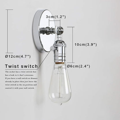 Permo Minimalist Single Socket 1- Light Wall Sconce Lighting with On/Off Switch (Chrome)