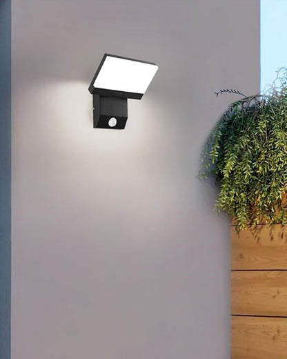 LED Motion Sensor Outdoor Lights Fixtures Wired Square 18W Modern Exterior Porch Lights Wall Sconce Light for Patio Doorway Garage Matt Black Cool White 6000K