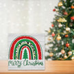 Merry Christmas Decor Christmas Teacher Sign Xmas Tree Rainbow Decor Decorations for Home Office Desk Table Cubicle Shelf Teachers Gift for Women Teacher 5 x 5 inch