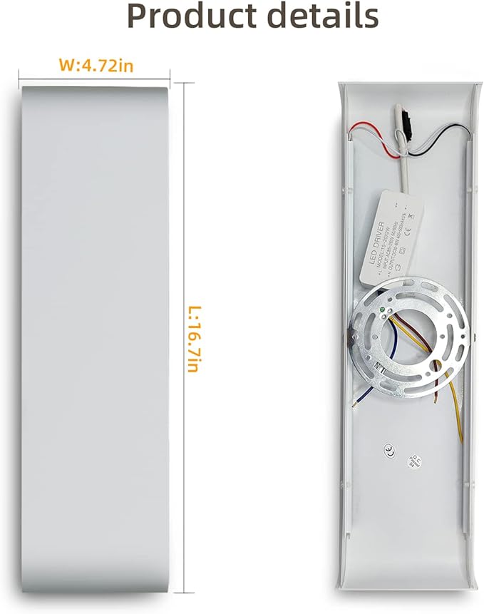 KICAAO 15.7in White Modern Wall Sconce 2-Pack,16W Indoor Vanity Light Up and Down LED Vanity Light for Bathroom Wall Lighting Fixtures Not Dimmable Not Plug (White Light 5000K)