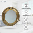 10 Inch Antique Brass Porthole Mirror – Boat Frame Port Hole Decor, Vintage Nautical Ship Mirror for Coastal Wall & Antique Decor
