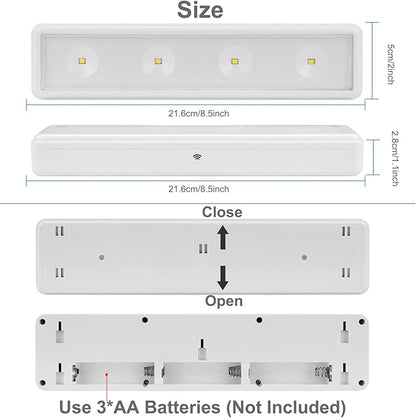 BIGMONAT Under Cabinet Lighting Wireless, Battery Operated Lights with Remote, 3000K Warm White Dimmable Push Light,80 Lumen Stick-On LED Lighting Bar for Shelf, Kitchen, Hallway, Pantry