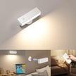 YiLaie LED Wall Sconce, Wall Mounted Lamp with 4000 mAh Battery Operated Wall Sconce Touch Controls & Brightness Adjustment, 360° Rotate Cordless Battery Wall Lamps for Bedroom, BedsideReading-White