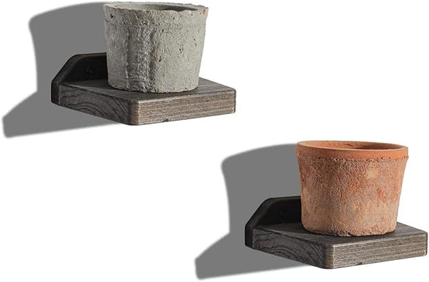 Freezing point Small Floating Shelves for Wall Set of 2 Natural Wood 5Inch Small Mini Wall Shelf Decor Plant Display Collectibles Mounted Kitchen Bathroom Bedroom Corner Decorative Storage Tiny Stand