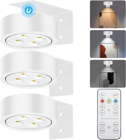 Picture Lights for Wall, 3 Lighting Modes Magnetic Art Display Light,Battery Operated Led Painting Light with Remote Control Dimmable & Timer,3Pack White