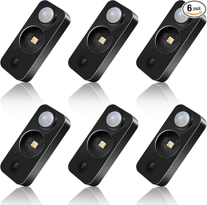 LED Motion Sensor Puck Lights, Rechargeable Cabinet Lights, Stick on Wireless LED Night Light for Closet, Drawer, Shelf, Under Cabinet, Warm White 6Pack, USB Charging Cord Included
