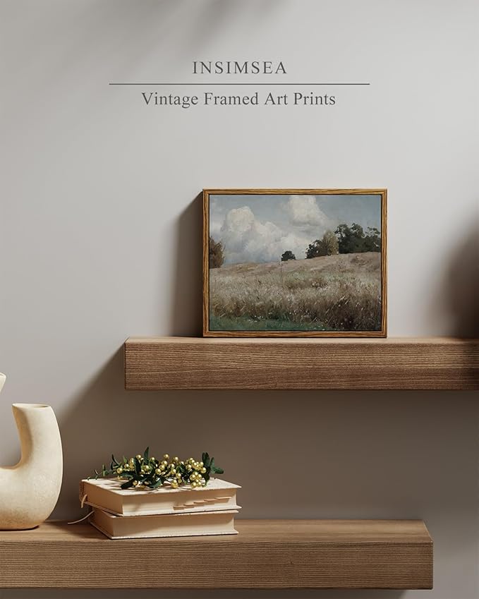 InSimSea Framed Canvas Wall Art Vintage Decor, The Vast Grassland Framed Wall Art Room Eclectic Decor, Canvas Wall Art for Living Room, Bedroom Home Bathroom, 8