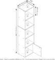 Furinno LUDER Book Shelf, 5-Tier Modern Bookshelf, Bookcase with 1 Door Storage Cabinet, 9.3 x 12 x 52, for Living Room, Bedroom, Home Office, French Oak