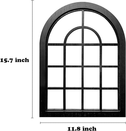 ZEXUIRU 2PCS Arched Window Wall Mirror,Rustic Farmhouse Accent Mirror, Wood Framed Entry Mirror for Living Room,Bathroom,Bedroom,Kitchen,15.7x11.8 Inches