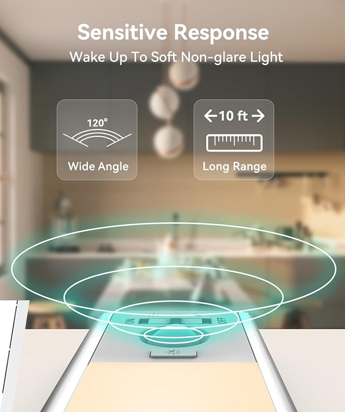 Under Cabinet Lighting, 3200mAh Rechargeable Motion Sensor Light Indoor, LED Battery Operated Cabinet Lights, Dimmable Closet Light, Wireless Under Counter Lights for Kitchen (2pack)