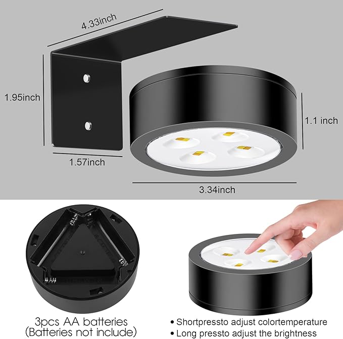 Picture Lights for Wall, 3 Lighting Modes Magnetic Art Display Light,Battery Operated Led Painting Light with Remote Control Dimmable & Timer,6Pack Black