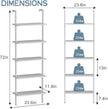 aboxoo Ladder Shelf White Wooden Bookshelf 5-Tier Wall-Mounted Open Wood Rack Industrial Modern Plant Flower Stand Utility Organizer Bookcase Metal Frame Furniture Office Kitchen Bedroom
