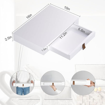 Furniture Shelves Floating Shelf with Drawer, 16", White