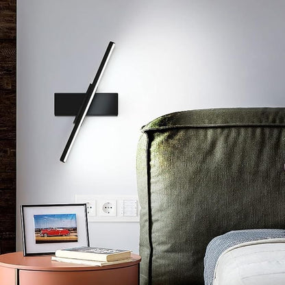 Modern Linear LED Wall Sconce 3 Color Change Minimalist Wall Lamp 30cm Length Black White Rotatable Lighting for Living Room Corridor Hallway Indoor Wall Mounted Light Fixture(Black)