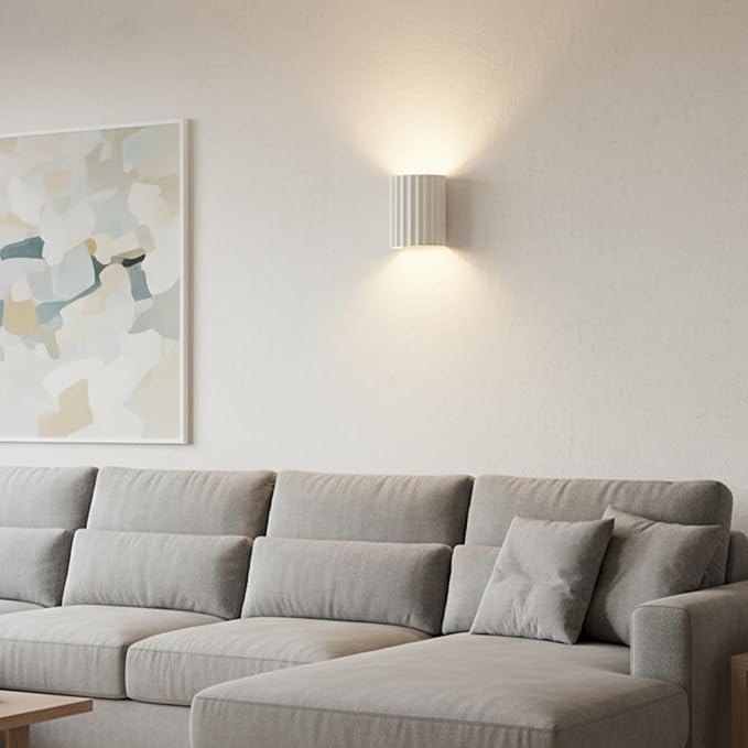 LightInTheBox Modern LED Wall Sconce Minimalist Resin Wall Light Nordic Style Half-Cylinder Tree Root Desgin Up and Down Light for Stairs Hallway Bedroom (White)