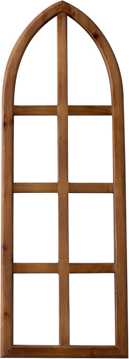 Sintosin Rustic Arch Window Frames for Wall Decor Living Room 12 X 36 Inch, Hanging Burning Finished Wooden Farmhouse Window Frame above Bed Wall Art, Handmade Vintage Wall Decor for Kitchen Hallway
