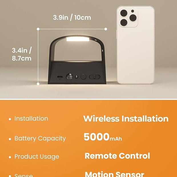 FULEN Motion Sensor Wall Light with Remote Control 3 Colors Wireless Wall Lamp LED Indoor Up and Down Wall Sconce 5000mAh Rechargeable Battery Powered Wall Lamps Brightness Adjustable, Black 2 Pack