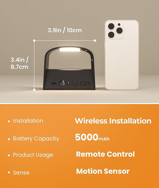 FULEN Motion Sensor Wall Lights with Remote Control 3 Colors Wireless Wall Lamp LED Indoor Up Down Wall Sconces 5000mAh Rechargeable Battery Powered Wall Lamps Brightness Adjustable, 1 Pack