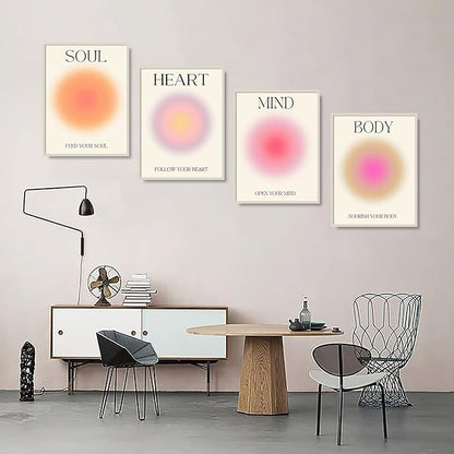 NCYEL 4 colorful abstract halo posters angel number positive energy inspirational language inspirational wall art bedroom girls room pink decoration living room bedroom apartment hotel dormitory 8x10