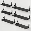 AMADA HOMEFURNISHING Wall Shelves Set of 6, Wood Floating Shelves for Decor, Rustic Farmhouse for Bedroom, Bathroom Storage, Book Shelves for Living Room, Black