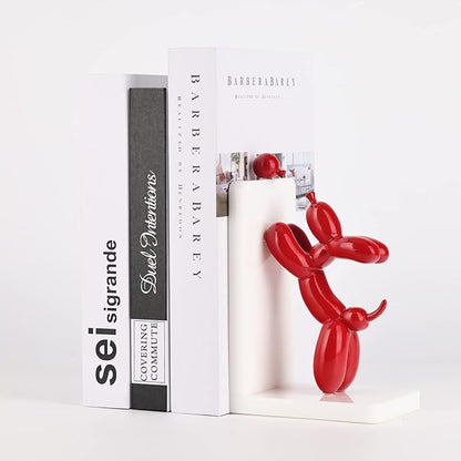 Resin Balloon Dog Book Ends Decorative，Balloon Dog Bookends Animal Bookends，Animal Book Ends for Kids Books，Cute Bookends Unique Book Ends Book Stopper Book Holder for Shelf Office Home Decor