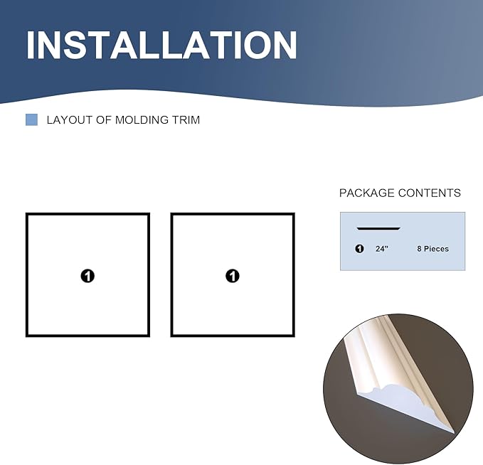 NeatiEase 2 Set Peel and Stick Wall Molding Trim Kit, 24