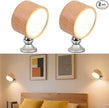 Rechargeable Wall Lights Battery Operated, Battery Wall Sconces Set of Two for Bedroom, Wood Lights of Sweden Wall Lamps, 360° Rotation Dimmable Brightness Wireless Wall Sconce with Touch Control