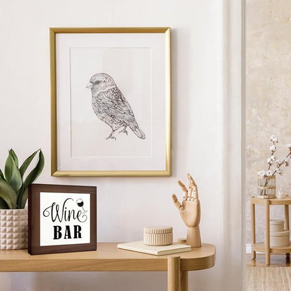 Wine Bar Signs, Box Sign Wood Desk Sign Decors, Wine Bar Decor Set, Decorative Wooden Table Top Decoration, Farmhouse Home Decor for Shelf, Country Style Home Bar Decoration, Coffee Signs D