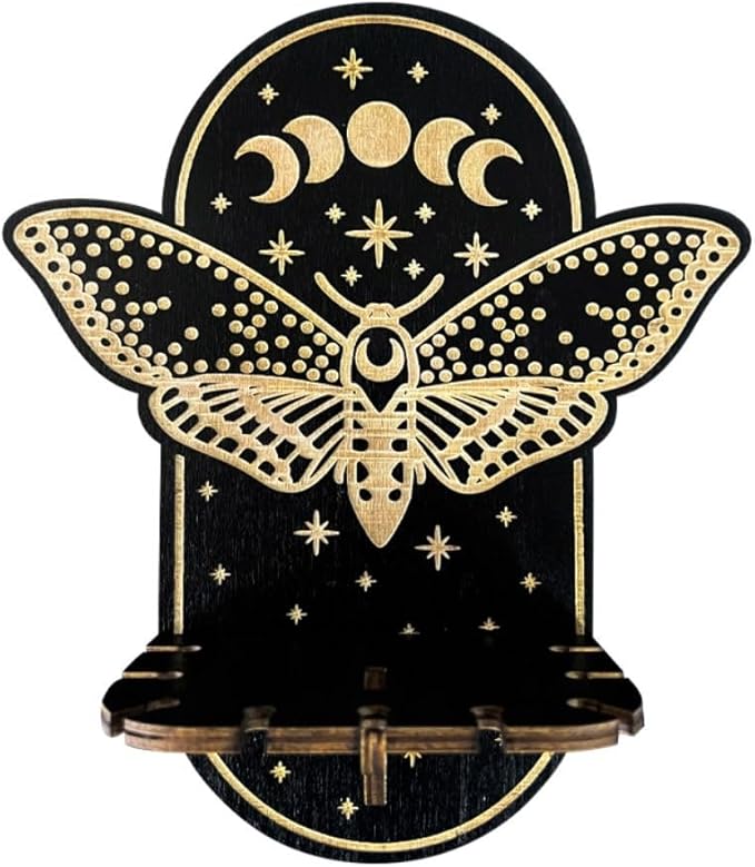 Lovely Wall Stand Wooden Crystal Stand Wall Hanging Display Stand,Aspen Crystal Shelf Display,Decorative Wooden Wall Shelving,Stone Storage Rack(Butterfly)
