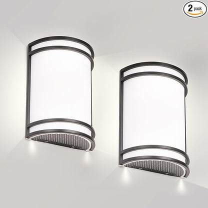 Indoor Wall Sconce, Half Cylinder Wall Light Fixture, 3000K 4000K 5000K Color Temperature Adjustable, Dimmable LED Modern Wall Light for Hallway Bedroom Living Room, Matt Black, 2 Pack