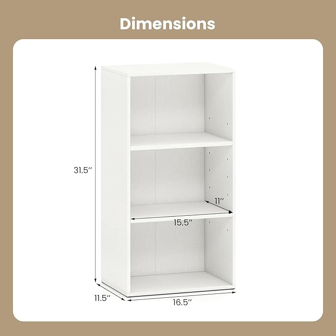 Giantex 2 Pieces 3 Shelf Bookcase, Book Shelves Open Cube Storage Cabinet Multi-Functional Home Office Bedroom Furniture Display Bookcases, White