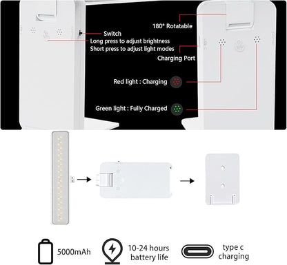 Picture Lights Battery Operated, Rechargeable Picture Frame Lights for Wall, LED Cordless Wall Lights Dimmable & Timmer with Remote Control for Arts, Paintings, Gallery, Dartboard, 3 Color Modes