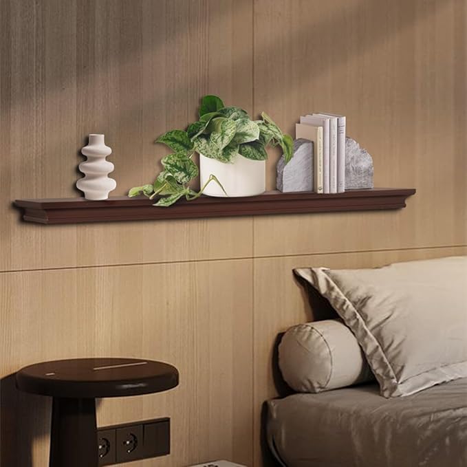 AHDECOR Floating Shelves Wall Mounted, Deeper Wall Storage Shelf for Home Décor, Super Sturdy, Easy to Install, 36” Wide, 7.75” Deep, Espresso Brown