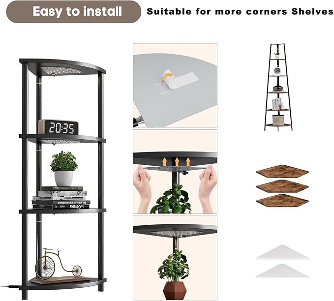 3-Pack Under Shelf Lighting for 4 Tier Corner Shelf Stand,Ultra-Bright 10 Dimmable Slim Stick on Lights, 3-Color Timer 3/9/12H,Decor Lights for Living Room,Bedroom, Kitchen Storage Display Rack