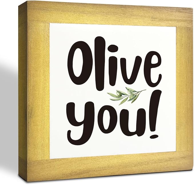 Olive You Signs, Home Kitchen Decor, Box Sign Wood Desk Sign Decors, Cute Kitchen Decor for Shelf, Olive Branch Sign, Farmhouse Decors, Home Bar Decor A
