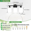 3-Light Bathroom Light Fixtures, Black Modern Vanity Lights with Milky White Frosted Glass Shades, Bathroom Wall Lamp for Mirror Kitchen Living Room Hallway Cabinet Porch