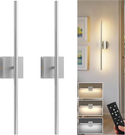 L LOHAS LED Battery Operated Wall Sconces Set of 2, Battery Wall Sconce 10000mAh, Nickel Rechargeable Sconces 3CCT, 23.7 Inch Wireless Wall Lights, Sconce Wall Decor for Bedroom, Living Room