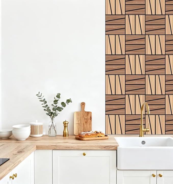 WoveN SounD Artisan Acoustic Wall Panels, 16 Pack 12x12 Inch, Wood Veneer Carved Sound Proof Wall Decor, Self-Adhesive for Home, Studio, Office & Focus Zones, Cut Prism, Natural Oak