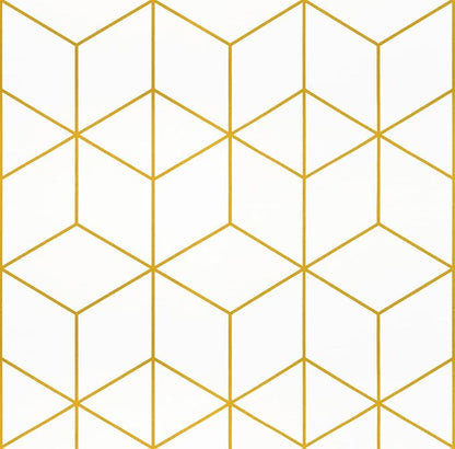 Safiyya Contact Paper Gold White Wallpaper Geometric Peel and Stick Wallpaper Removable Wall Paper for Bedroom Vinyl Rolls 78.7"x17.3"