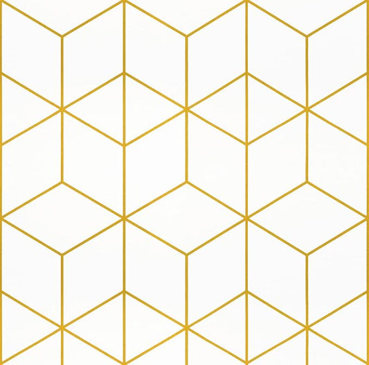Safiyya Contact Paper Gold White Wallpaper Geometric Peel and Stick Wallpaper Removable Wall Paper for Bedroom Vinyl Rolls 78.7"x17.3"