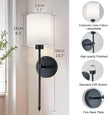 Battery Operated Wall Sconce Set of 2, Black Rechargeable Wall Lights with Remote Control and Dimmable LED Bulbs, 13 Light Colors Wireless Wall Lamps for Bedroom Living Room Hallway (Black)