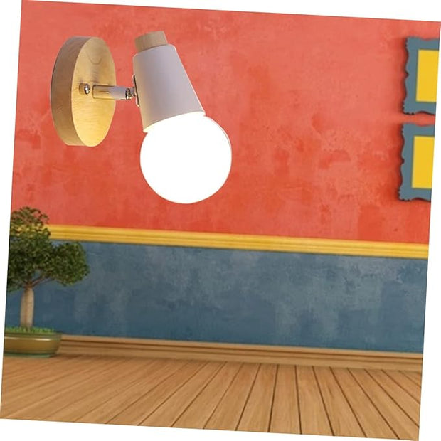 Angoily Minimalist Wall Lamp E27 Wall Sconce for Bedroom and Hallway Modern Solid Wood Design No Bulb Included for Home Decor