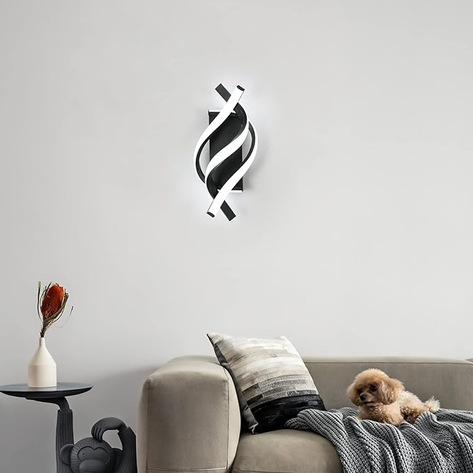 DELIPOP Wall Sconces, Spiral Modern LED Wall Sconce Lighting, 21W 6500K Cool White Indoor Wall Light Wall Light Fixtures, Acrylic LED Wall Lamp for Bedroom Bathroom Living Room Hallway Balcony