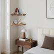 Floating Corner Shelve, 10 Inch Acacia Wood Corner Shelf Set of 2, Corner Shelf wall Mounted for Living Room, Bedroom, Bathroom, Office, Kitchen (Natural Wood Colour)