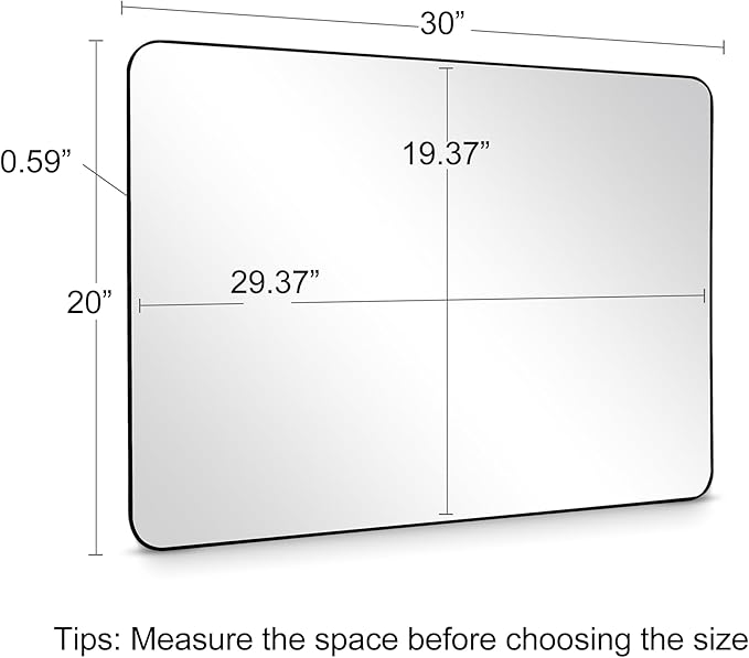 Tanmicoshomy Black Framed Bathroom Wall Mirror, 20x30 Inch Rectangular Mirrors with Tempered Glass for Bedroom,Living Room or Entryway