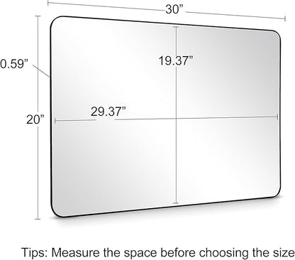 Tanmicoshomy Black Framed Bathroom Wall Mirror, 20x30 Inch Rectangular Mirrors with Tempered Glass for Bedroom,Living Room or Entryway