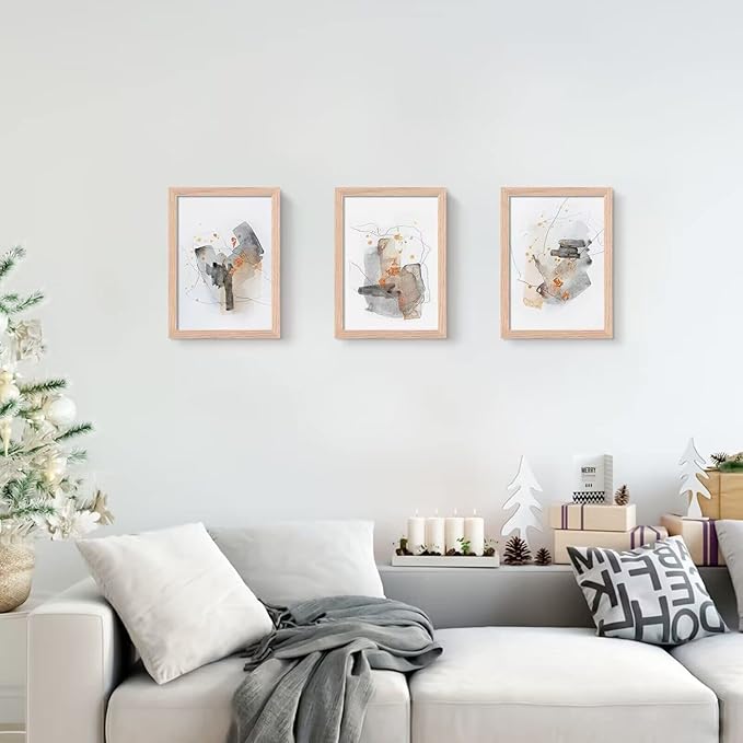 5x7 Picture Frame, OAK Wood Photo Frame with Perspex Glass for Vertical or Horizontal Tabletop Wall Display for Photos, Paintings, Posters, Artwork, Birthday Christmas Gift, Set of 2