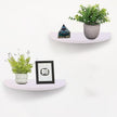 Small Floating Plant Shelves Set of 2 - Rustic Wood Half Circle Shelves for Bedroom Living Room Bathroom Kitchen Office (White)